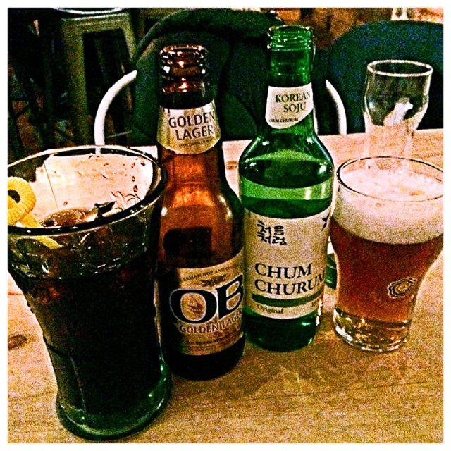 soju, coke and beer