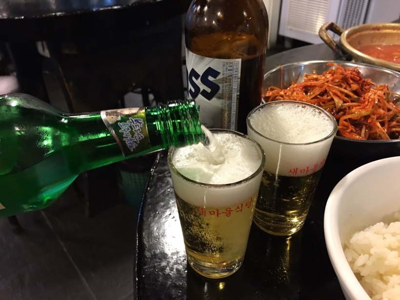 soju and beer cocktail Somaek